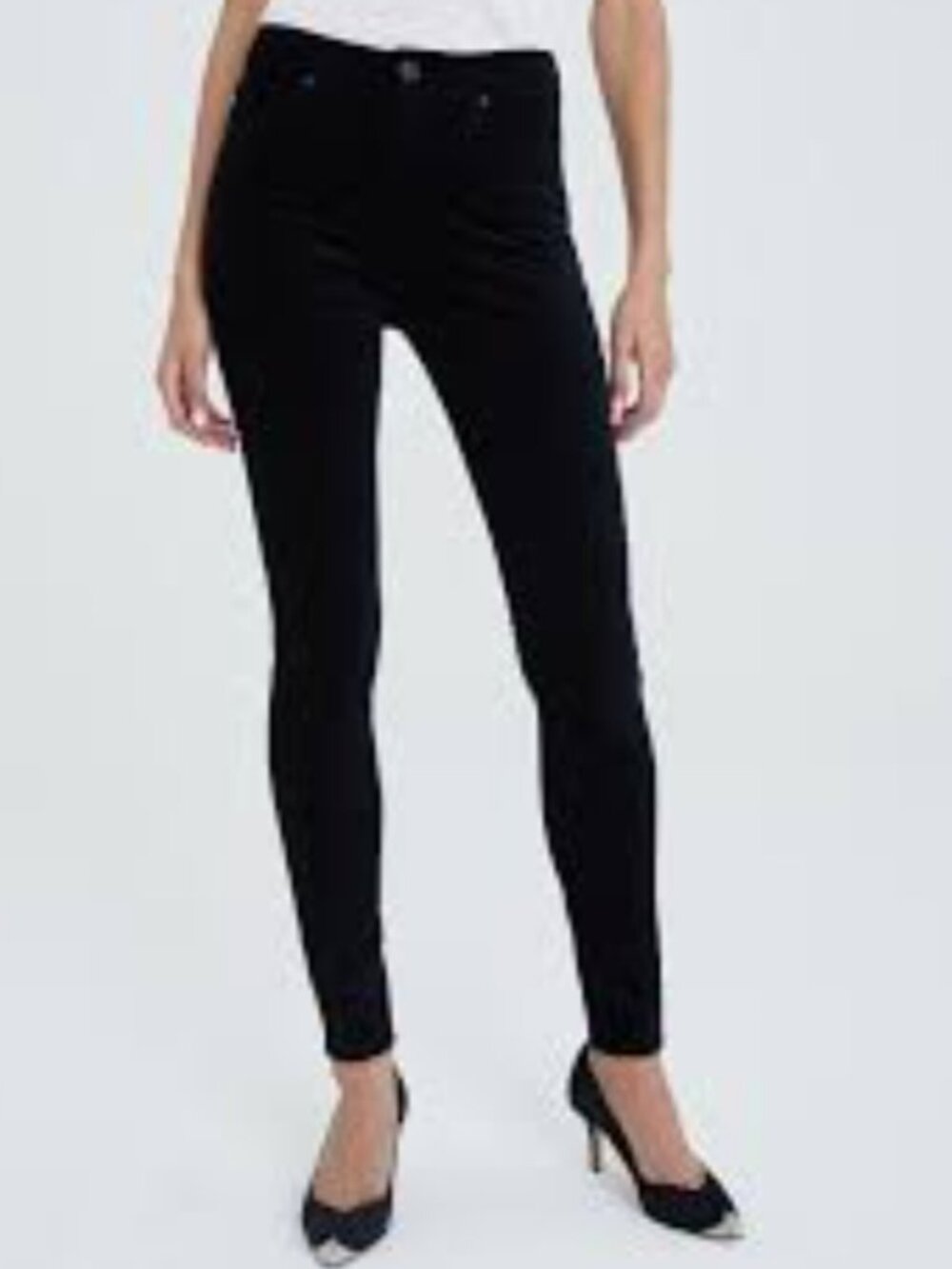 AG Adriano Goldschmied The Farrah High-Rise Skinny Velvet Pants – Black  Size 24